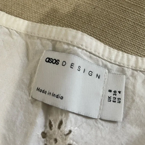 ASOS White Eyelet Detail long sleeve mini dress - Picture 4 of 5